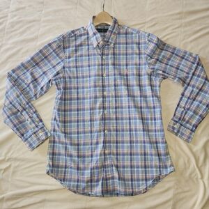 Polo Ralph Lauren Mens Long Sleeve Plaid Button Down Shirt. Sz Medium Pink Logo